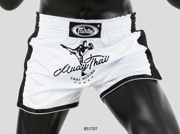 Fairtex Muay Thai Shorts BS1707 Slim Cut White/Black - Image 2