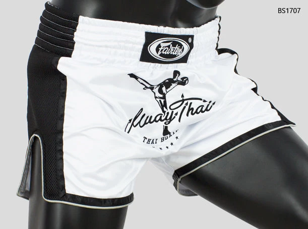 Fairtex Muay Thai Shorts BS1707 Slim Cut White/Black - Image 3