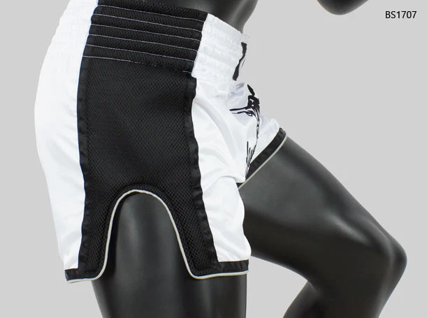 Fairtex Muay Thai Shorts BS1707 Slim Cut White/Black - Image 4