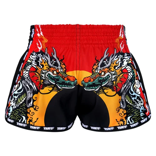 TUFF Muay Thai Shorts Retro Style Red Chinese Dragon & Tiger - Image 3